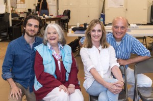 Jeff Ward, Lois Smith, Lisa Emery and Frank Wood on the first day of rehearsal for MARJORIE PRIME.  Photo by Craig Schwartz, courtesy of Center Theatre Group/Mark Taper Forum. 